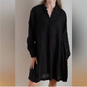 CP Shades Jasmine Black Linen Tunic XL Oversized Button Front Minimalist